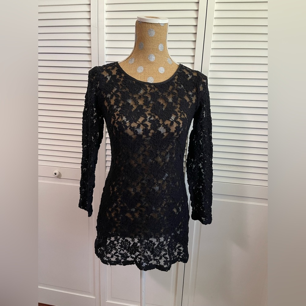 Vintage lace black zip up dress - Picture 3 of 5